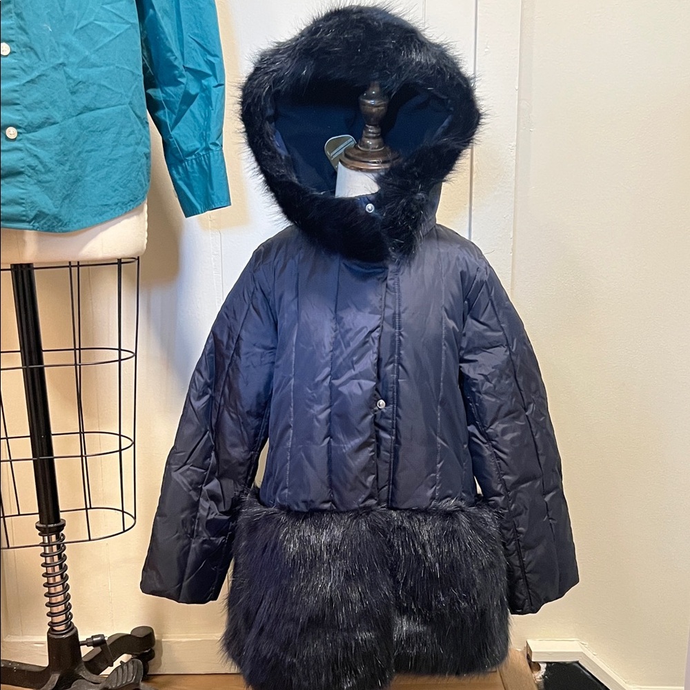 Crewcuts Kids Navy Faux Fur Trimmed Jacket